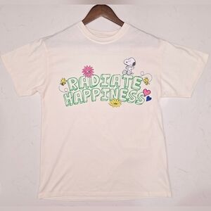 NWOT SNOOPY PEANUTS Radiate Happiness Embroidered Short Sleeve T-Shirt Size S